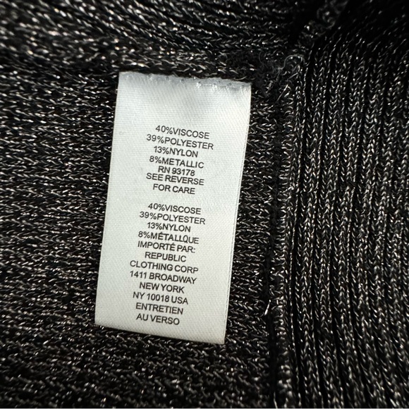 Tahari Women’s Black Metallic Open Front Long Sleeve Shawl Cardigan, Size M - Picture 3 of 11